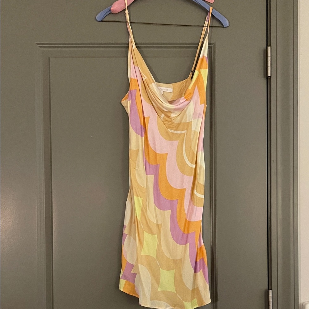 Olivaceous Yellow and Pink Mini Dress